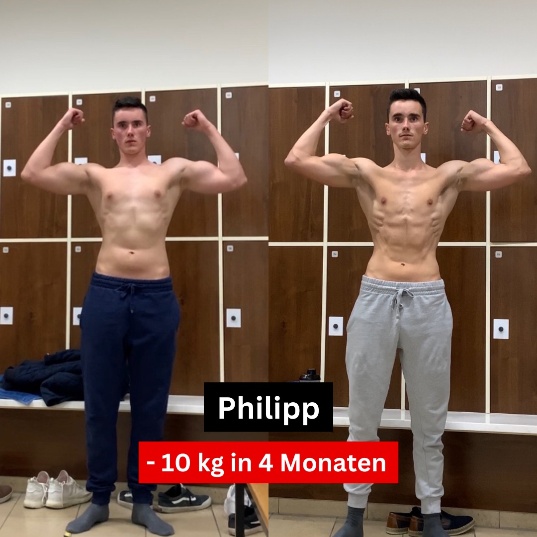 Vorher-Nachher-Bild von Philipp: über 10 kg abgenommen in 4 Monaten